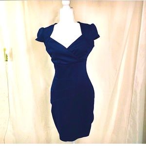 Guess Navy Dress Silky-Shiny Fabric Cap Sleeve Size 10. Like New only worn once